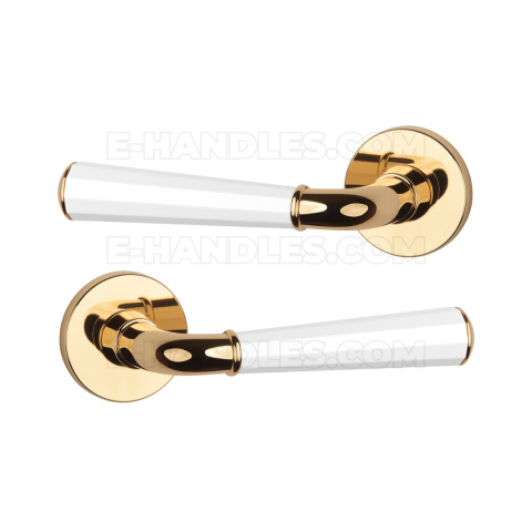 Klamka MARIGOLD Rozeta R slim 7 mm duocolor LG/WH/LG - złoty polerowany / biały matowy Klamka MARIGOLD Rozeta R slim 7 mm duocolor LG/WH/LG - złoty polerowany / biały matowy