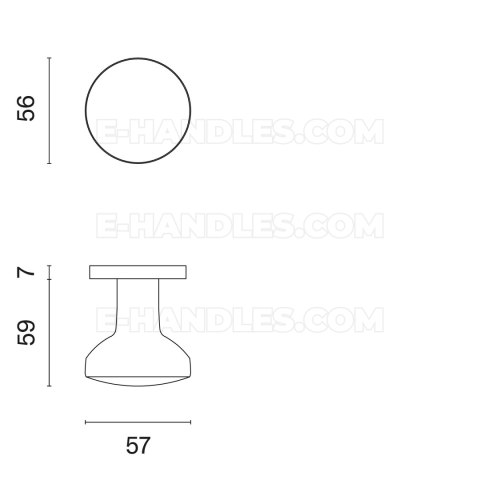 Gałka stała jednostronna ORTICA R slim 7 mm GYM - grafit Gałka stała jednostronna ORTICA R slim 7 mm GYM - grafit