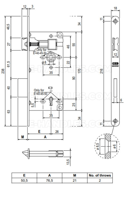 Zamek AGB PATENT GRANDE na klucz 90/50 niklowany, wymiary czoła18x238mm B005975006 Zamek AGB PATENT GRANDE na klucz 90/50 niklowany, wymiary czoła18x238mm B005975006