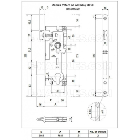 Zamek AGB PATENT GRANDE na wkładkę 90/50 chrom mat z dźwignią t.9, wymiary czoła 18x238mm B035975034 Zamek AGB PATENT GRANDE na wkładkę 90/50 chrom mat z dźwignią t.9, wymiary czoła 18x238mm B035975034