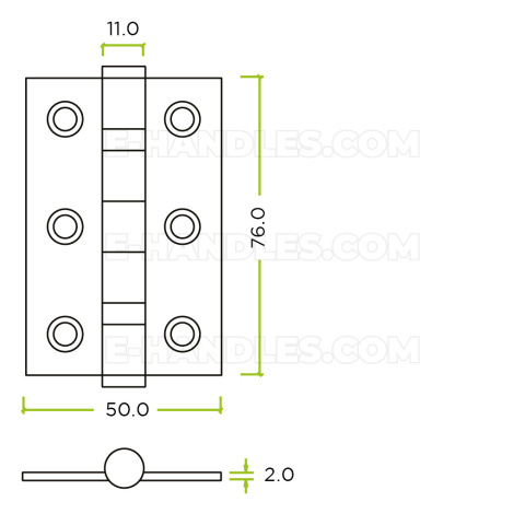 Zawias drzwiowy ZHSS232, 76x50x2mm - іnox szczotkowany Zawias drzwiowy ZHSS232, 76x50x2mm - іnox szczotkowany