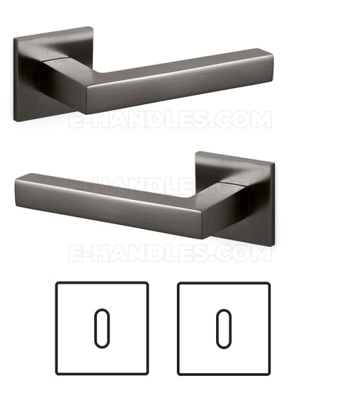 Klamka OLIVARI Abc rozeta kwadratowa US SuperFinish antracyt-satyna z rozetą na klucz Klamka OLIVARI Abc rozeta kwadratowa US SuperFinish antracyt-satyna z rozetą na klucz