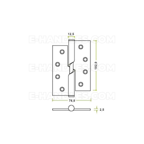 Zawias samozamykający ZHRBL243, 102x76x3mm - stal nierdzewna, drzwi prawe Zawias samozamykający ZHRBL243, 102x76x3mm - stal nierdzewna, drzwi prawe