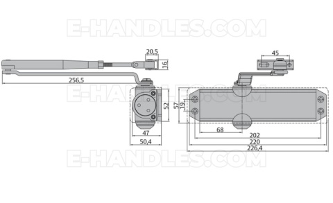 Samozamykacz ASSA ABLOY DC120 EN 2-4 do 80 kg + ramię standard , brązowy Samozamykacz ASSA ABLOY DC120 EN 2-4 do 80 kg + ramię standard , brązowy