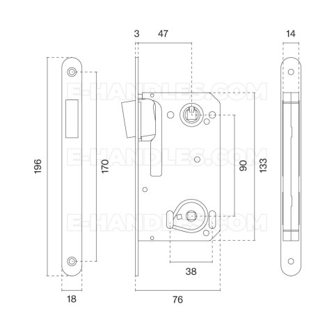 Zamek magnetyczny 2869x50 LG PVD - złoty polerowany PVD 90 WC Zamek magnetyczny 2869x50 LG PVD - złoty polerowany PVD 90 WC