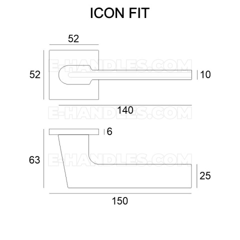 Klamka Icon Fit rozeta kwadratowa R67F złoty PVD Klamka Icon Fit rozeta kwadratowa R67F złoty PVD