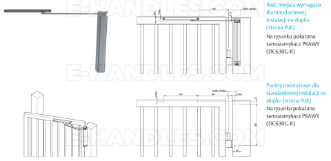Samozamykacz do furtki ASSA ABLOY DC630G CAM-MOTION SLIDING RAIL - RIGHT, czarrny