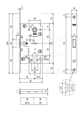Zamek magnetyczny na wkładkę 85/50 czarny tytan F18 AGB B0610350F9 Mediana POLARIS 2XT