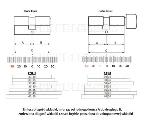Wkładka EVVA 4KS, 62 (31x31) klucz-klucz, z zabierakiem ze sprzęgłem, niklowana