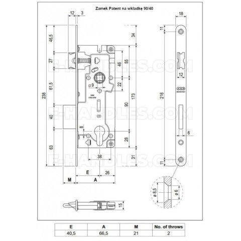 Zamek AGB PATENT GRANDE na wkładkę 90/40 z dźwignią t.9 niklowany, wymiary czoła 18x238mm B035974006 Zamek AGB PATENT GRANDE na wkładkę 90/40 z dźwignią t.9 niklowany, wymiary czoła 18x238mm B035974006