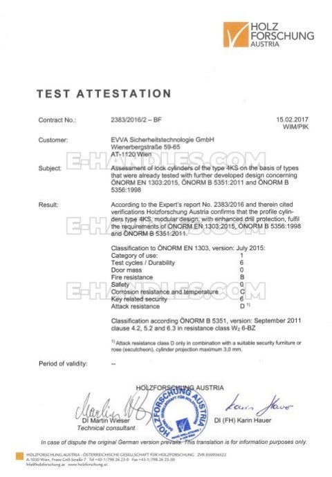 Wkładka EVVA 4KS, 87 (36x51) klucz-klucz, z zabierakiem ze sprzęgłem, mosiądz