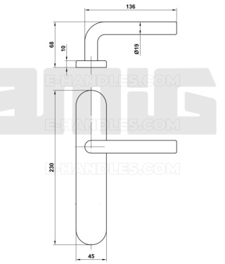 Klamka bez otworu szyld 230x45mm mod.4PX INOX AMIG