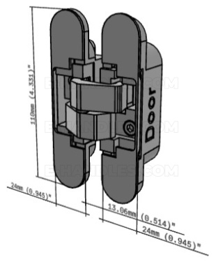 Anselmi 505 AN 140 3D 110x24 mm, zawias niewidoczny biały (nośność 2szt do 40 kg, 3szt do 60kg)