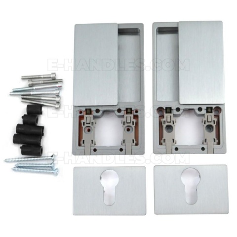 Klamka wpuszczana AGB WAVE wkładka srebrna RAL 9016 B300030001