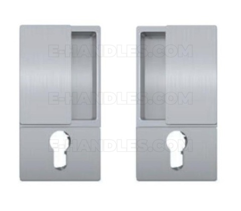 Klamka wpuszczana AGB WAVE wkładka srebrna RAL 9016 B300030001