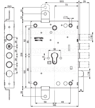 MOTTURA 89.371 / 28 Prawy, zamek do drzwi DIEREE ASSO 5 (89371sx28)