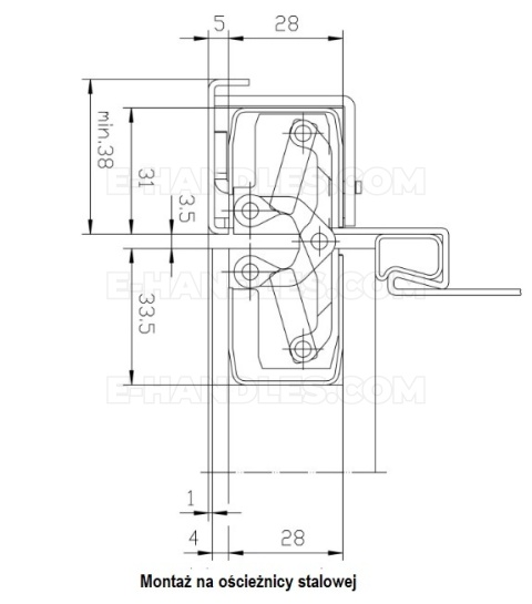 Simonswerk TECTUS TE 340 3D biały RAL 9016, 160x28 mm, zawias niewidoczny (nośność 2szt do 80 kg)