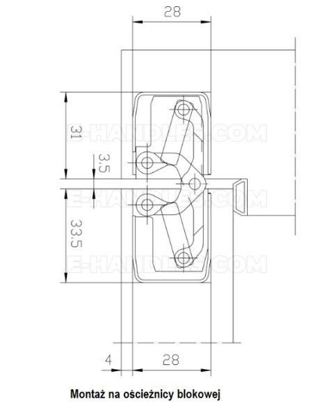 Simonswerk TECTUS TE 340 3D, stal srebrna F1, 160x28 mm, zawias niewidoczny (nośność 2szt do 80 kg)