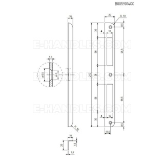 Zaczep AGB do zamka PATENT GRANDE i SICUREZZA F20mm x 210mm, chrom mat B005901434