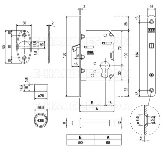 Zamek AGB Scivola Tre PZ hakowy na wkładkę 50mm F16 chrom mat B089225034