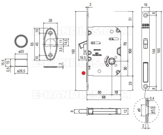Zamek AGB WAVE Scivola Tre Class WC hakowy łazienkowy 50mm F16 czarny B089815093