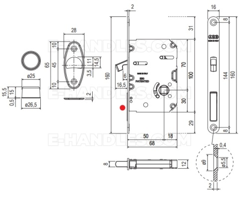 Zamek AGB WAVE Scivola Tre Class WC hakowy łazienkowy 50mm F16 chrom mat B089815034
