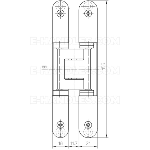 Simonswerk TECTUS TE 240 3D, czarny RAL9005, 155x18-21 mm, zawias niewidoczny (nośność 2szt do 60 kg)