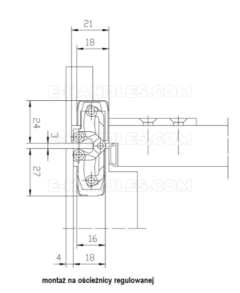 Simonswerk TECTUS TE 240 3D, czarny RAL9005, 155x18-21 mm, zawias niewidoczny (nośność 2szt do 60 kg)