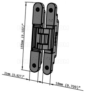 Simonswerk TECTUS TE 240 3D, stal srebrna F1, 155x18-21 mm, zawias niewidoczny (nośność 2szt do 60 kg)
