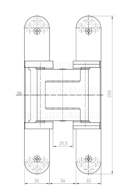 Simonswerk TECTUS TE 540 3D A8, stal srebrna F1, 200x32 mm, zawias niewidoczny (nośność 2szt do 120 kg)