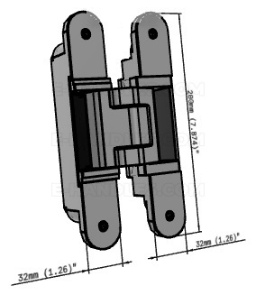 Simonswerk TECTUS TE 540 3D A8, stal srebrna F1, 200x32 mm, zawias niewidoczny (nośność 2szt do 120 kg)