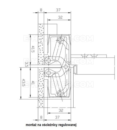 Simonswerk TECTUS TE 540 3D A8, stal srebrna F1, 200x32 mm, zawias niewidoczny (nośność 2szt do 120 kg)