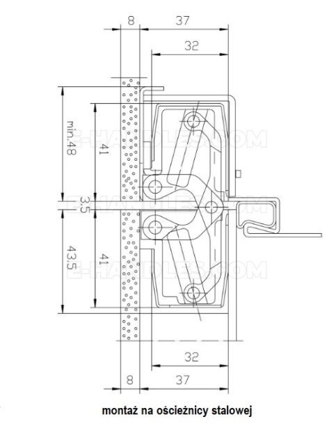 Simonswerk TECTUS TE 540 3D A8, stal srebrna F1, 200x32 mm, zawias niewidoczny (nośność 2szt do 120 kg)