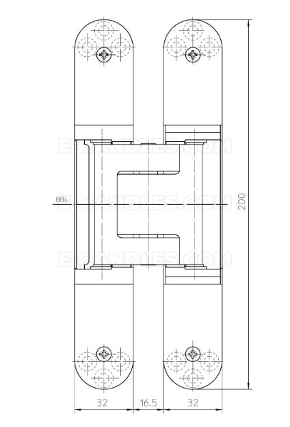 Simonswerk TECTUS TE 540 3D, stal srebrna F1, 200x32 mm, zawias niewidoczny (nośność 2szt do 120 kg)