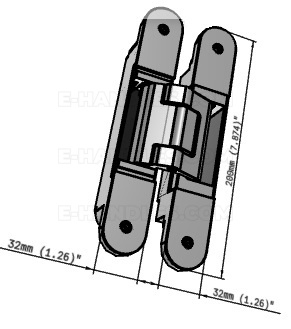 Simonswerk TECTUS TE 540 3D, stal srebrna F1, 200x32 mm, zawias niewidoczny (nośność 2szt do 120 kg)