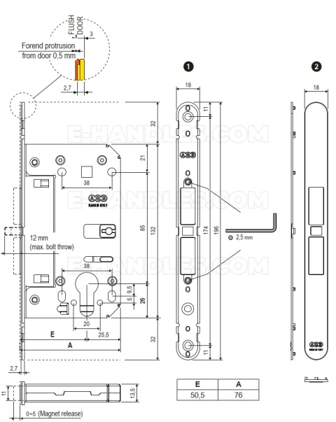 Zamek magnetyczny AGB TOUCH na wkładkę 18x196 biały B0650350FM