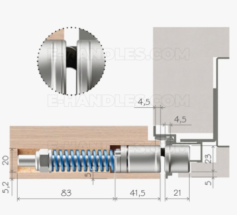 Zawias samozamykacz 40 kg AGB ECLIPSE 3.2 BLUE self closing chrom mat E390000334