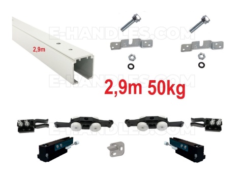 Zestaw z amortyzatorami Classic Basic Komfort, 50kg szyna 2,9m, system do drzwi przesuwnych Terno Scorrevoli