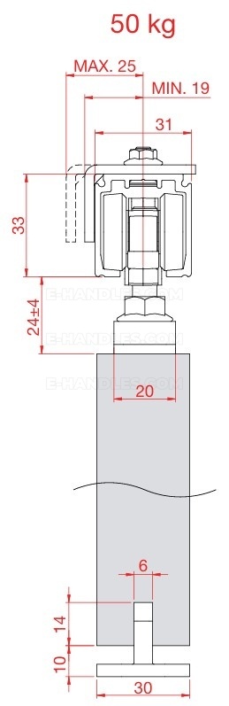 Zestaw z amortyzatorami Classic Basic Komfort, 80kg szyna 2m, system do drzwi przesuwnych Terno Scorrevoli