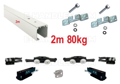 Zestaw z amortyzatorami Classic Basic Komfort, 80kg szyna 2m, system do drzwi przesuwnych Terno Scorrevoli