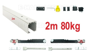 Zestaw z dwustronnym domykiem Classic Fluid 50, 80kg szyna 2m, system do drzwi przesuwnych Terno Scorrevoli