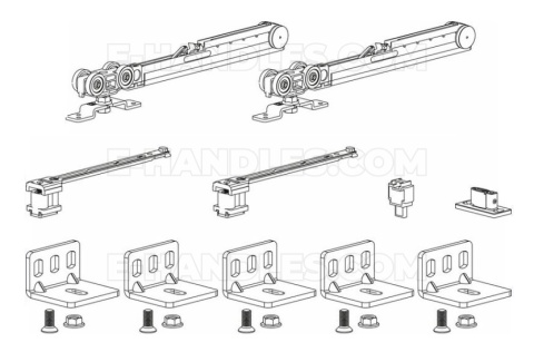 Zestaw z dwustronnym domykiem Classic Fluid 50, 80kg szyna 2,9m, system do drzwi przesuwnych Terno Scorrevoli