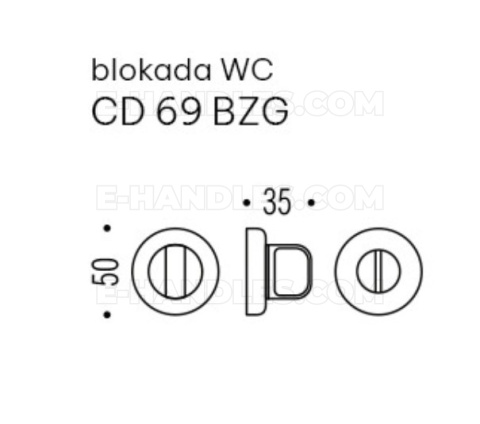 Blokada WC CD69 Colombo Design BR - brąz, trzpień 6x6mm