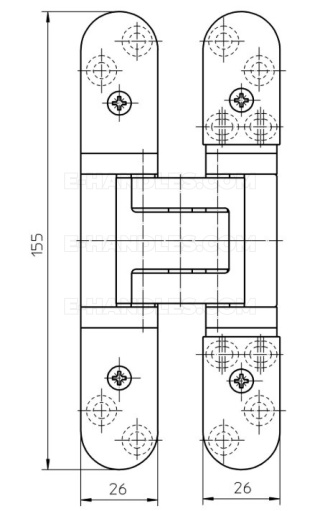 Simonswerk TECTUS TE 526 3D, stal nierdzewna mat, 155x26 mm, zawias niewidoczny (nośność 2szt do 120 kg)