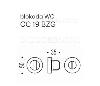 Blokada WC Colombo Design ONE CC 19 BZG MOOD Collection C16 kremowy/ RAL 1015, trzpień 6x6mm