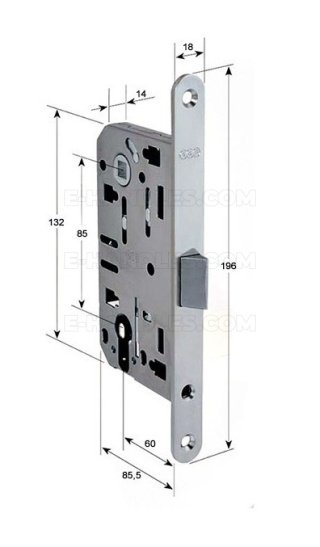 Zamek AGB Mediana EVOLUTION drzwiowy na wkładkę 85/60 chrom mat F18 B011036034