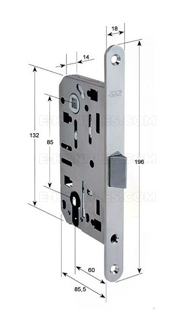 Zamek AGB Mediana EVOLUTION drzwiowy na wkładkę 85/60 niklowany F18 B011036006