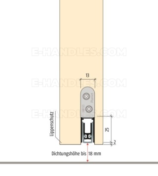 Uszczelniacz 710 x 13 x 25 mm PLANET KT-FH, jednostronny, aluminium