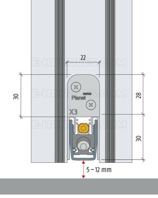 Uszczelniacz 960 x 8 x 30 mm PLANET X3-RD, jednostronny, aluminium