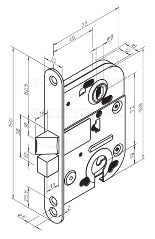 Zamek ABLOY BODA 2018, BS 45mm 72mm, PZ srebrny ocynk